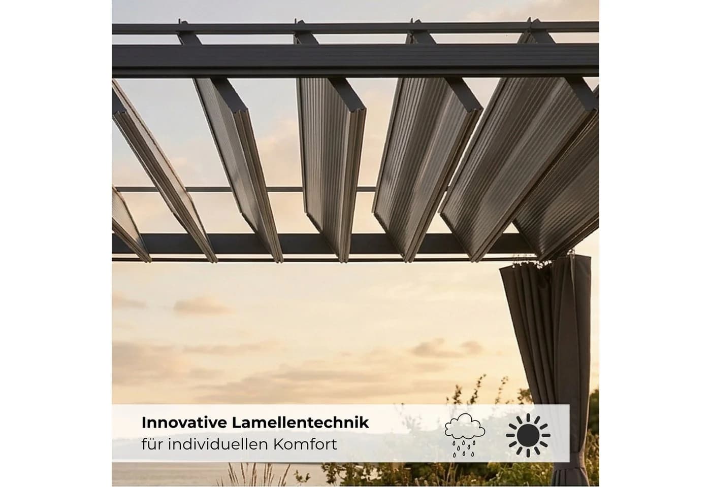 osoltus Lamellen-Pavillon Pergola mit Vorhang Anthrazit - Bild 5