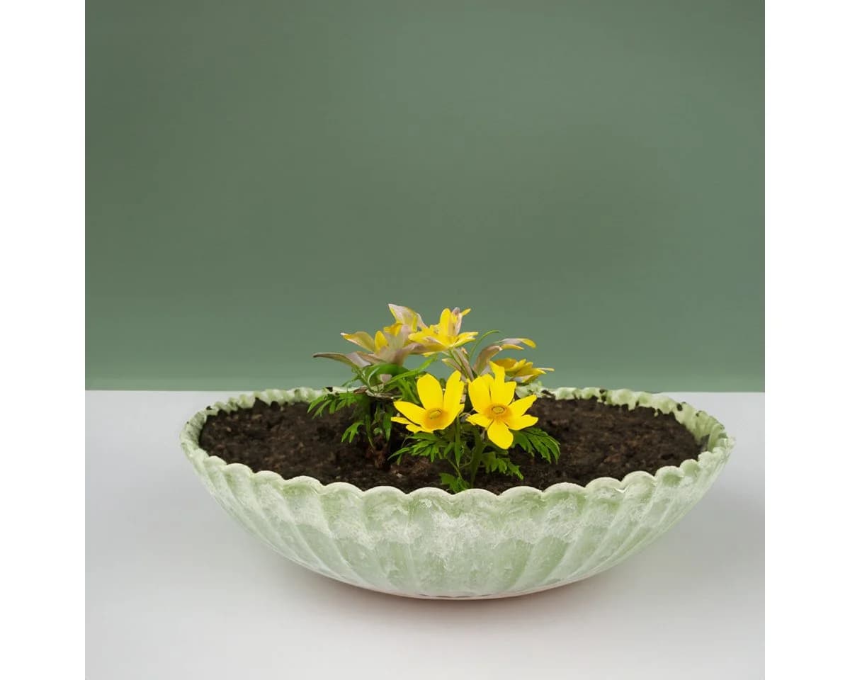 matches21 HOME & HOBBY Blumentopf Pflanzschale Grün Marmoriert 22 cm - Bild 4