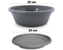matches21 HOME & HOBBY Blumentopf mit Untersetzer grau Bild 1