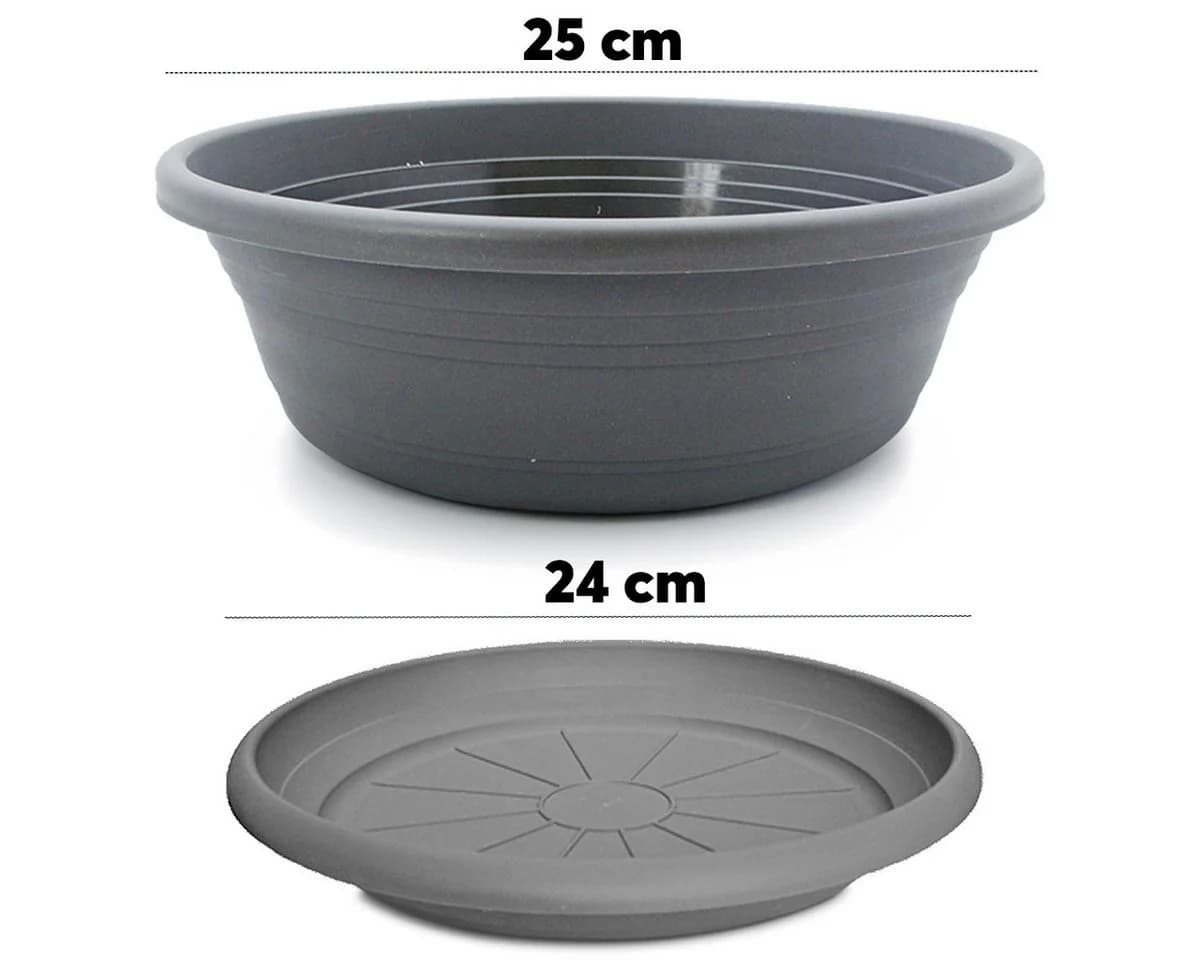 matches21 HOME & HOBBY Blumentopf mit Untersetzer grau