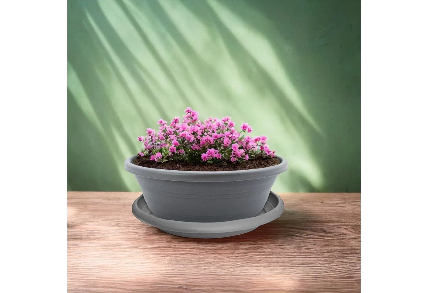 matches21 HOME & HOBBY Blumentopf mit Untersetzer grau - Bild 3