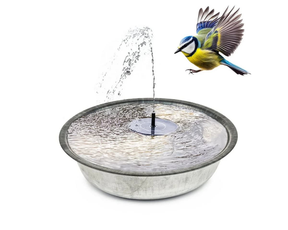 Solar-Brunnen Set 40cm Zink-Schale Gartenbrunnen Vogeltränke - Bild 2