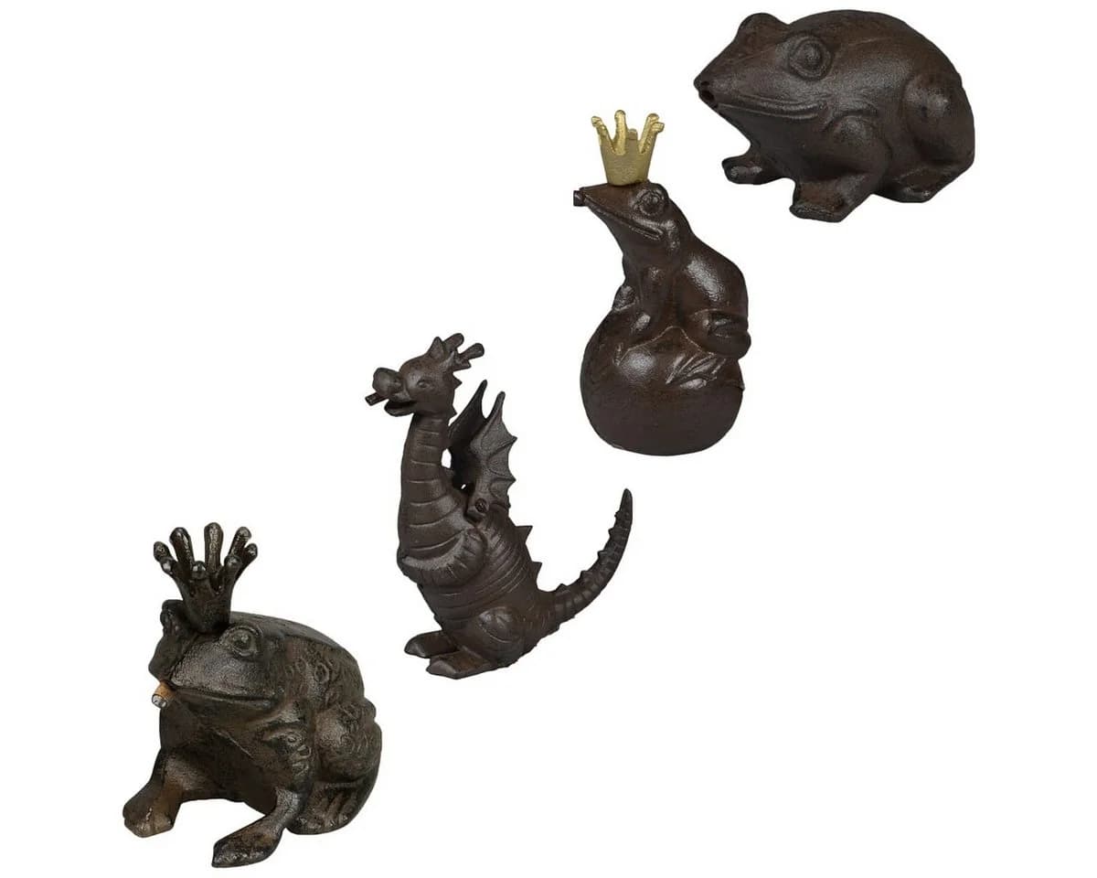 matches21 HOME & HOBBY Gartenfigur Wasserspeier Froschkönig Braun Gusseisen - Bild 4