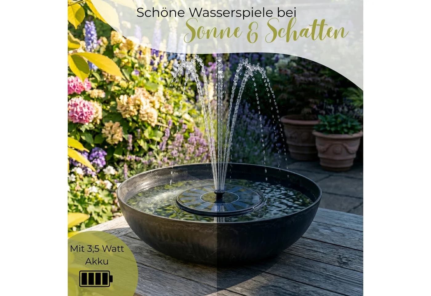 matches21 HOME & HOBBY Solar Brunnen Set 45 cm Schale Rosa - Bild 3
