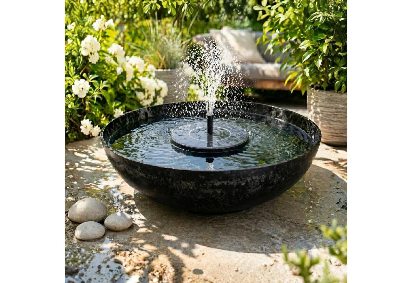 matches21 HOME & HOBBY Solar Brunnen Set 45 cm Schale Rosa - Bild 4