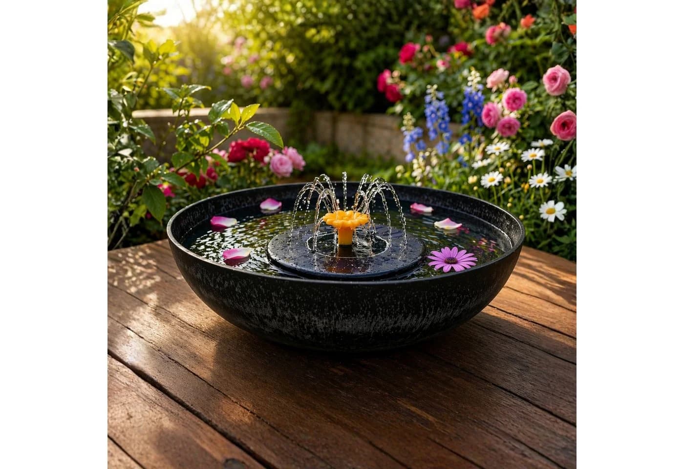 matches21 HOME & HOBBY Solar Brunnen Set 45 cm Schale Schwarz - Bild 3