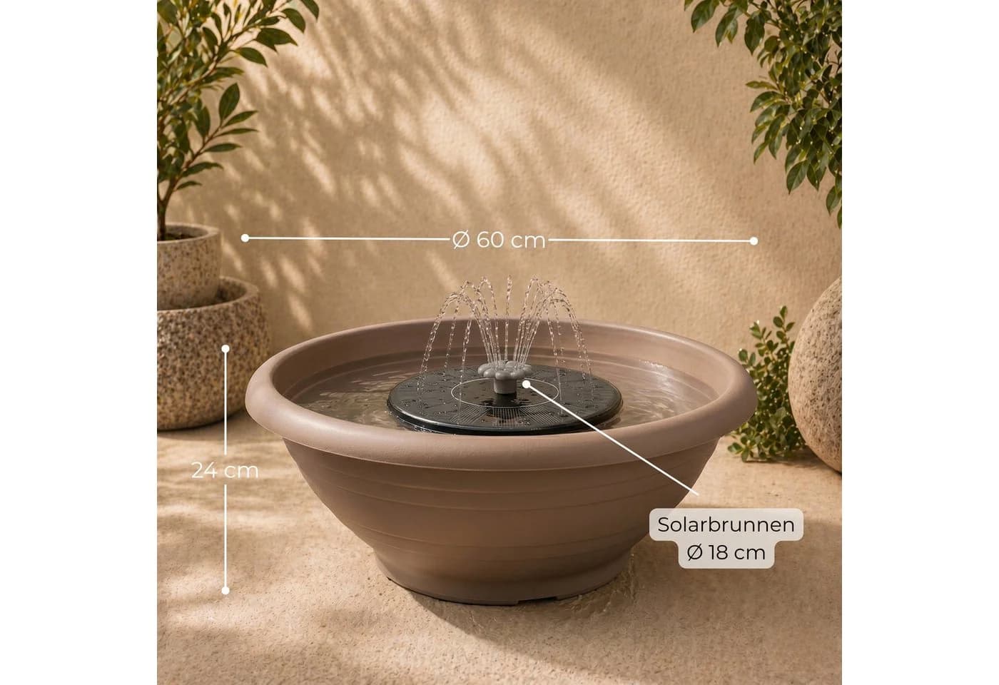 matches21 HOME & HOBBY Solar Brunnen Set Grau 50 cm Schale - Bild 3