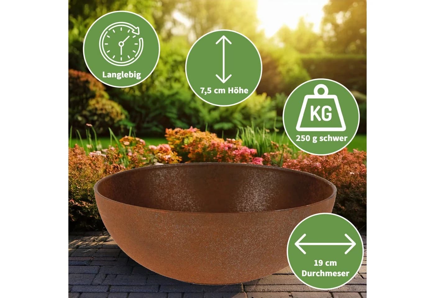 matches21 HOME & HOBBY Blumentopf Runde 19 cm Pflanzschale Rost-Optik Braun