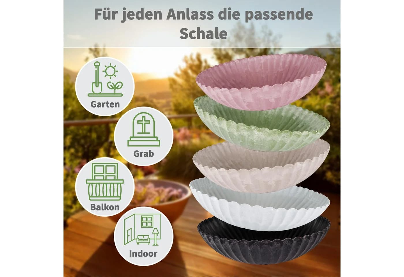 matches21 HOME & HOBBY Pflanzschale Rund Gewellt Beige Marmoriert 22 cm - Bild 4