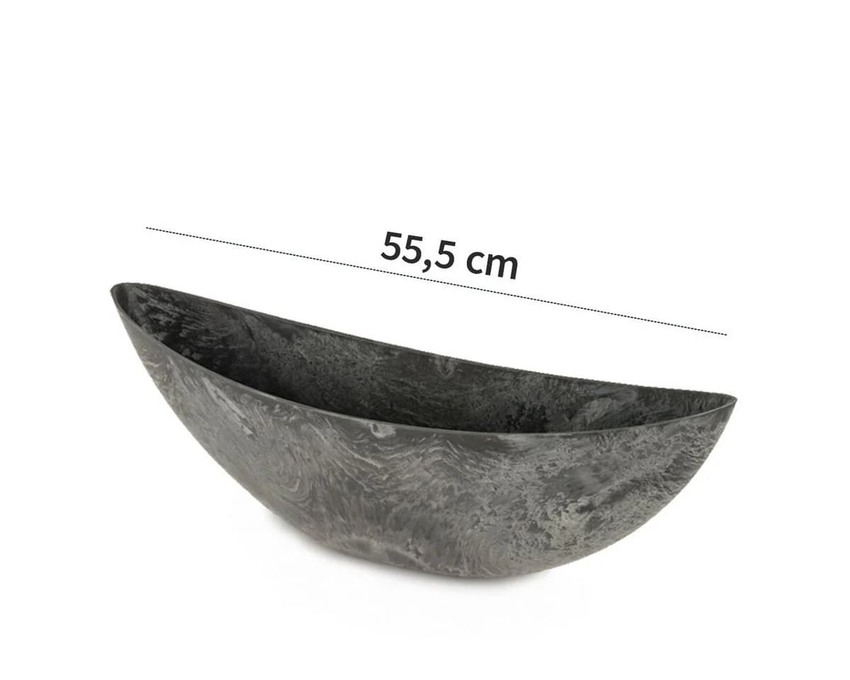 matches21 HOME & HOBBY Pflanzschale Oval Schwarz Marmor Kunststoff