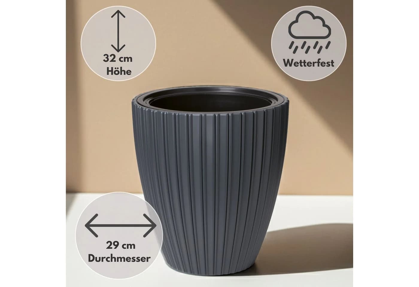 matches21 HOME & HOBBY Blumentopf ZENTO Schwarz