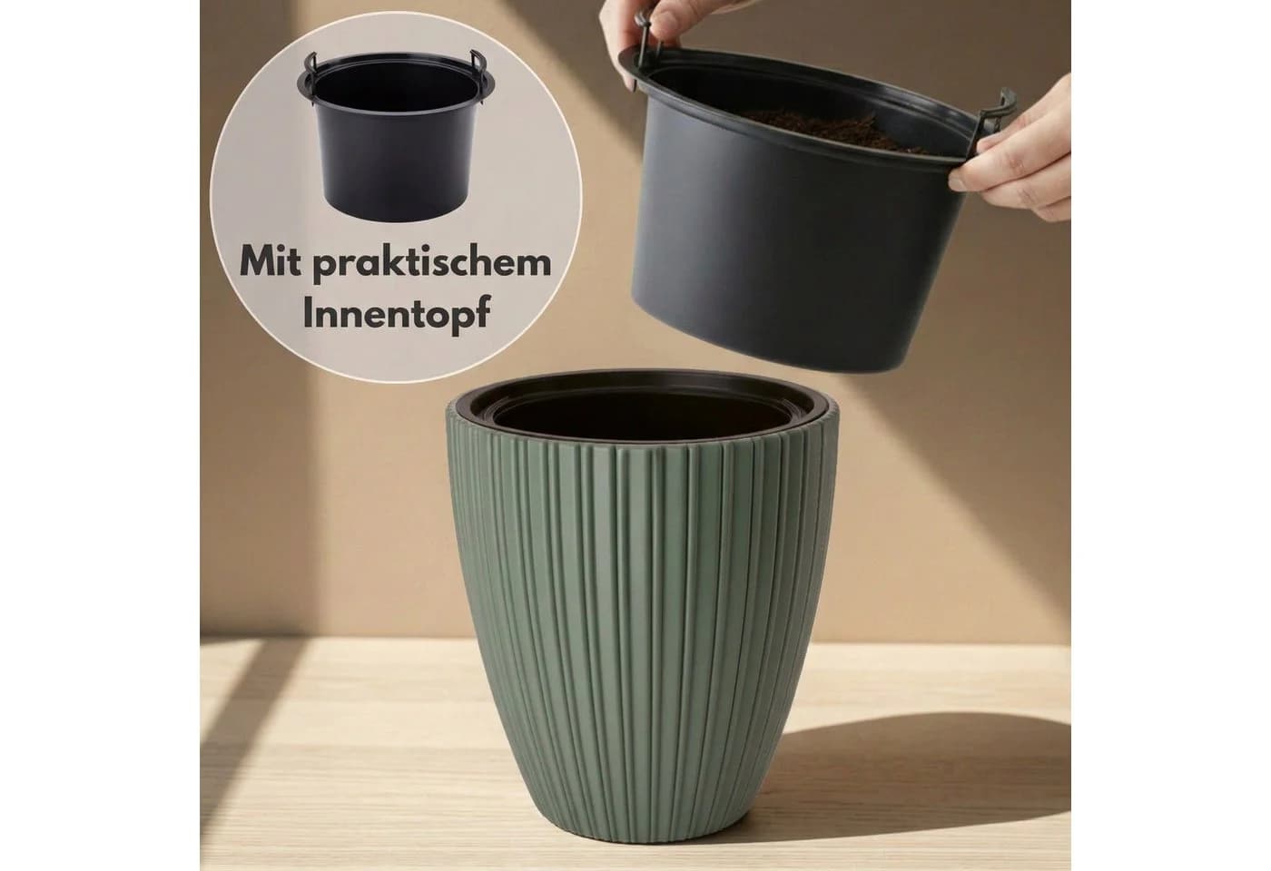 matches21 HOME & HOBBY Blumentopf ZENTO Schwarz - Bild 4