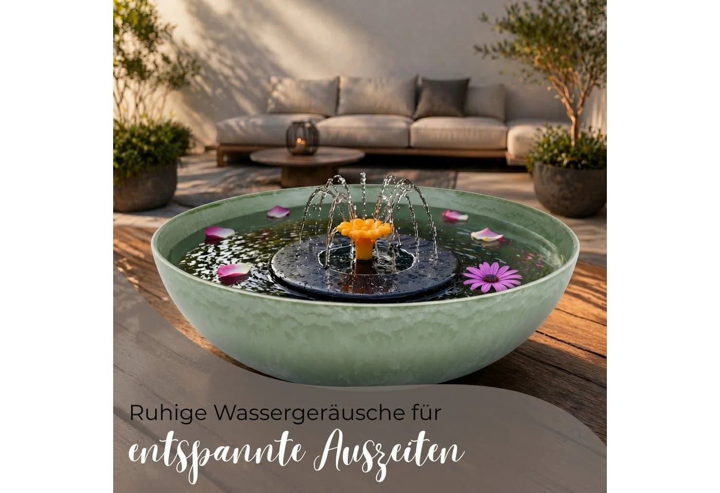 matches21 HOME & HOBBY Solar-Brunnen Set 45 cm Schale Grün - Bild 3