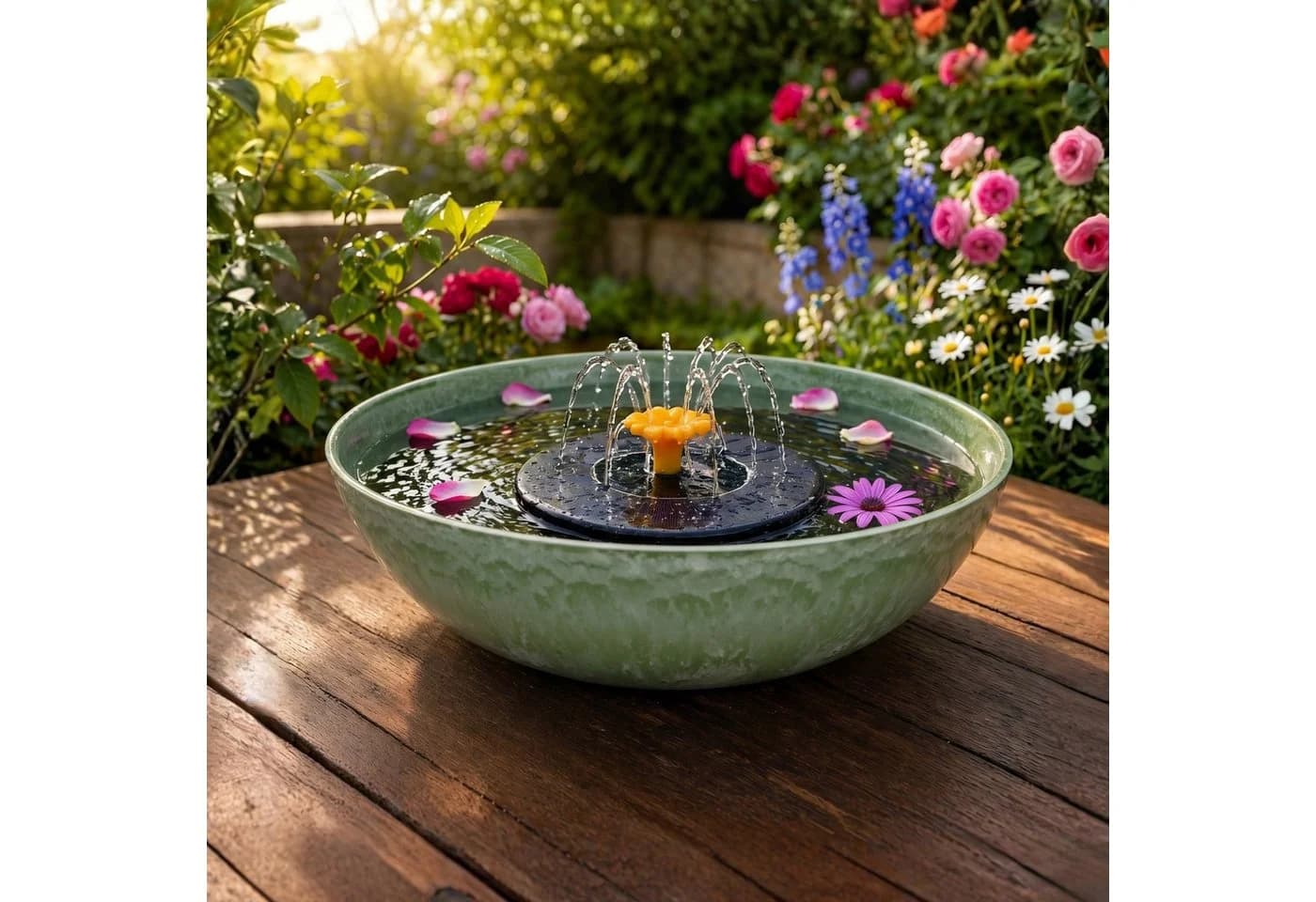 matches21 HOME & HOBBY Solar-Brunnen Set 45 cm Schale Grün - Bild 4