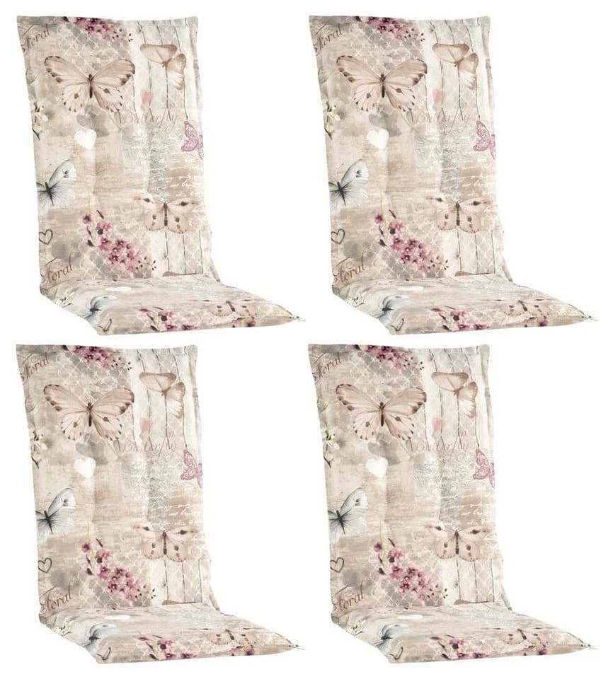 GO-DE Hochlehnerauflage 4er Set Stuhlauflagen BUTTERFLY Beige - Bild 2