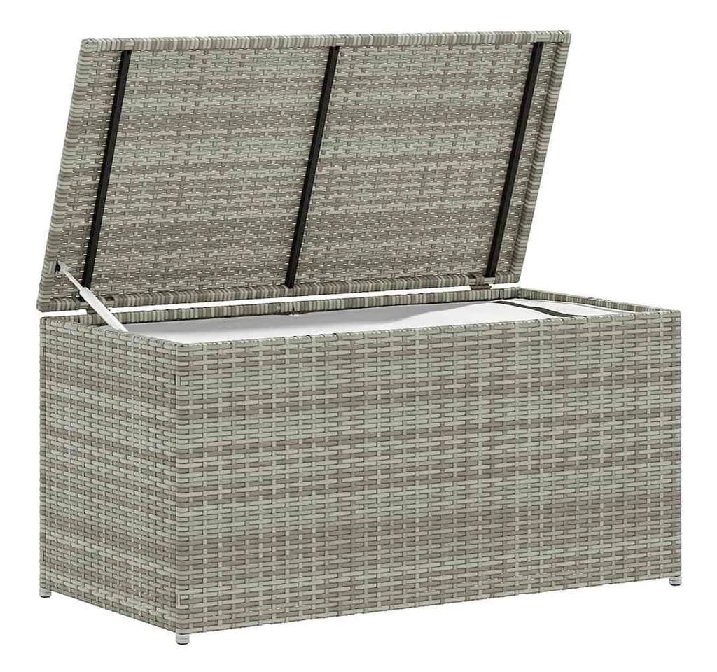furnicato Gartenbox Aufbewahrungsbox Poly-Rattan Grau wetterfest - Bild 3