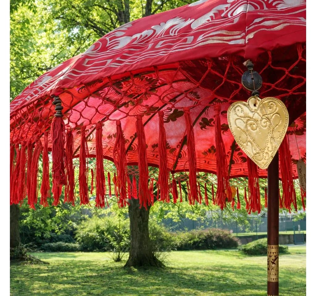 Oriental Galerie Bali Sonnenschirm Rot Gold 180 cm