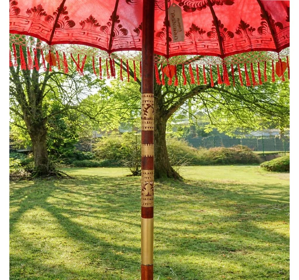 Oriental Galerie Bali Sonnenschirm Rot Gold 180 cm - Bild 3