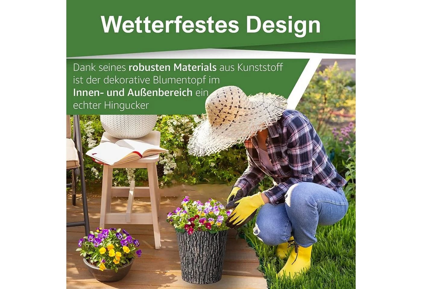 PROREGAL® Blumentopf Übertopf Holzoptik Braun Ø 30cm
