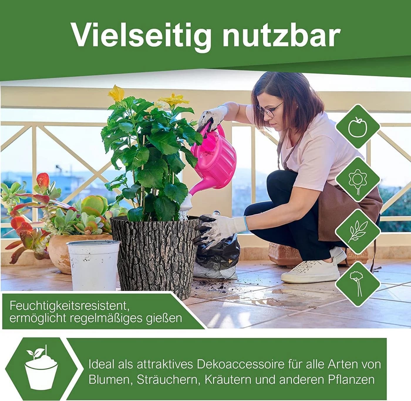 PROREGAL® Blumentopf Übertopf Holzoptik Braun Ø 30cm - Bild 3