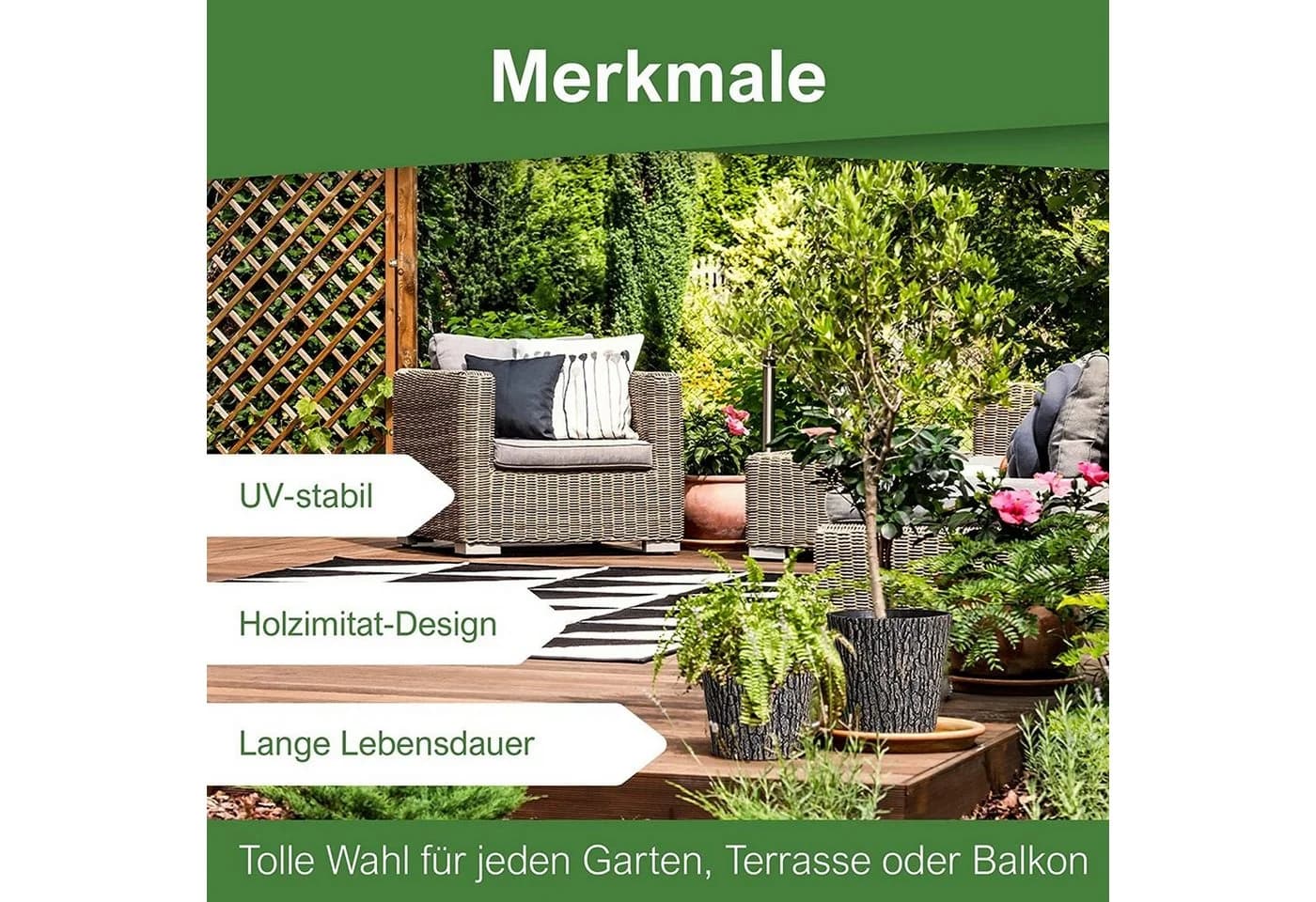PROREGAL® Blumentopf Übertopf Holzoptik Braun Ø 30cm - Bild 4