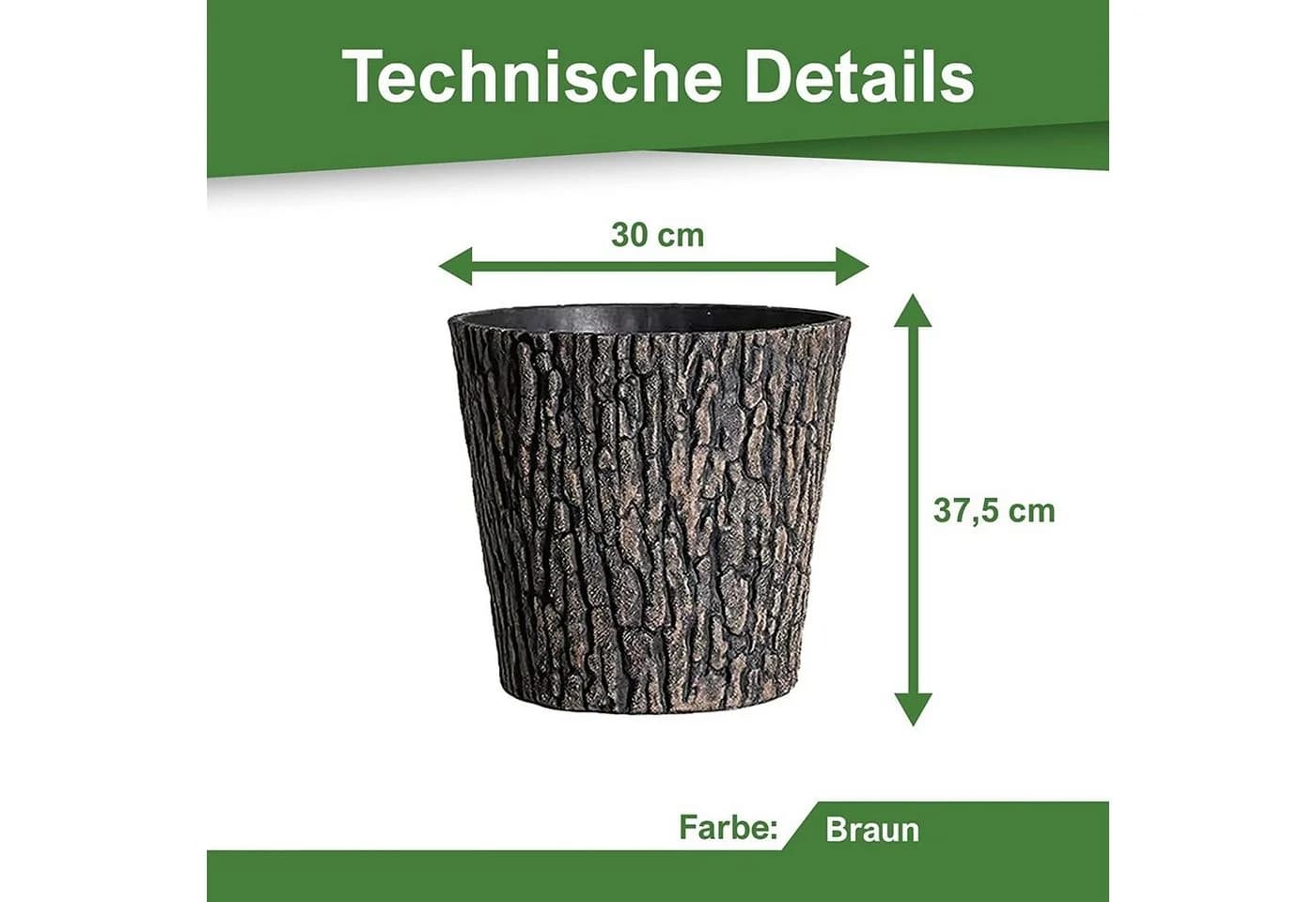 PROREGAL® Blumentopf Übertopf Holzoptik Braun Ø 30cm - Bild 5