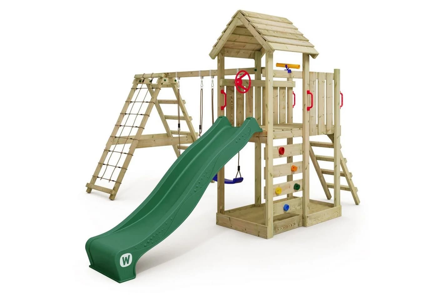 Wickey Spielturm RocketFlyer Klettergerüst mit Rutsche & Doppelschaukel Grün - Bild 2