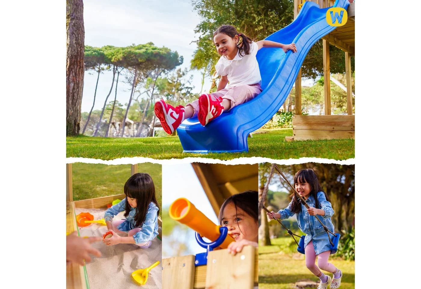 Wickey Spielturm MultiFlyer mit Holzdach, Doppelschaukel & Rutsche - Bild 3
