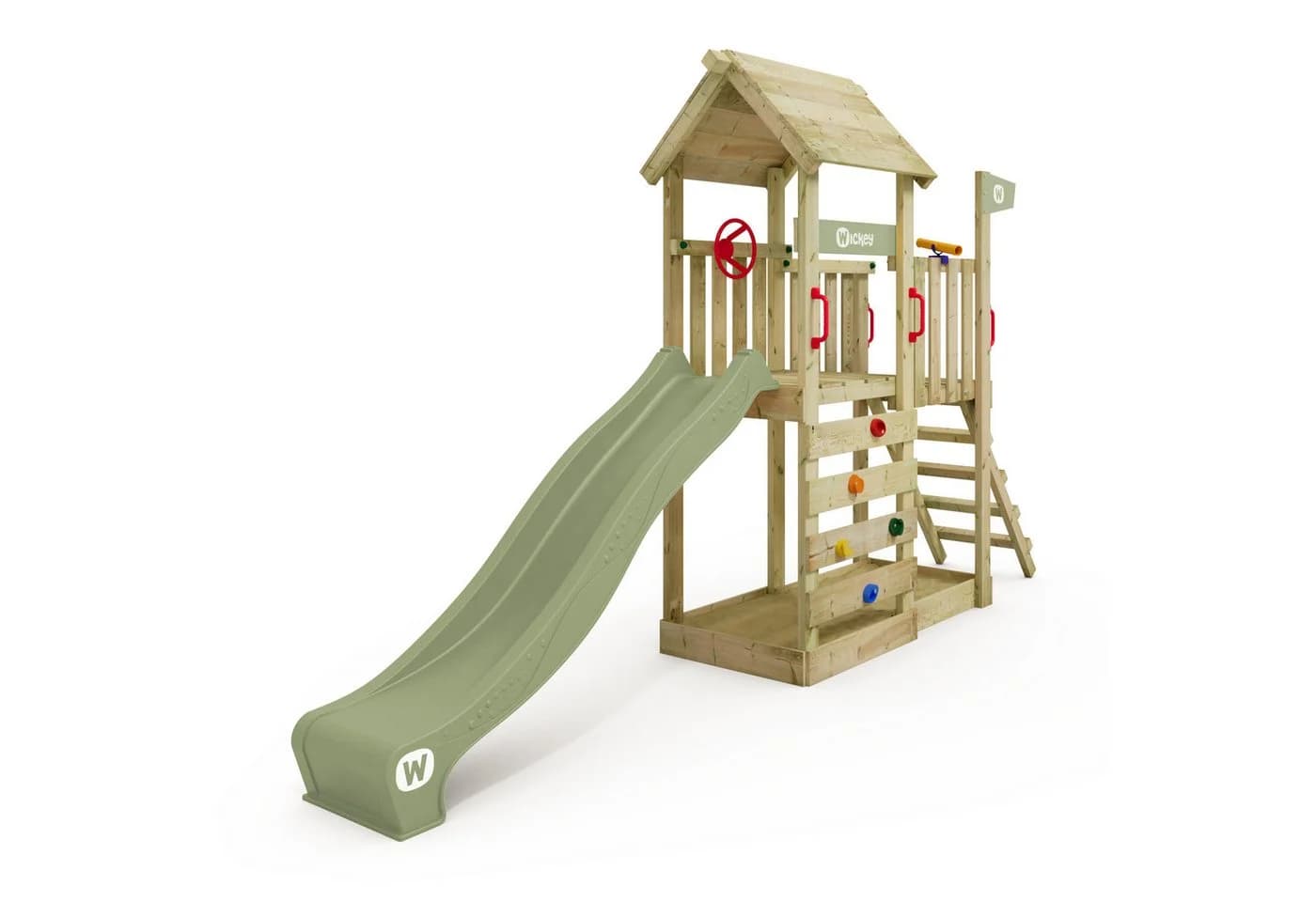 Wickey Spielturm JoyFlyer Garten-Klettergerüst Grün Wellenrutsche Sandkasten - Bild 2