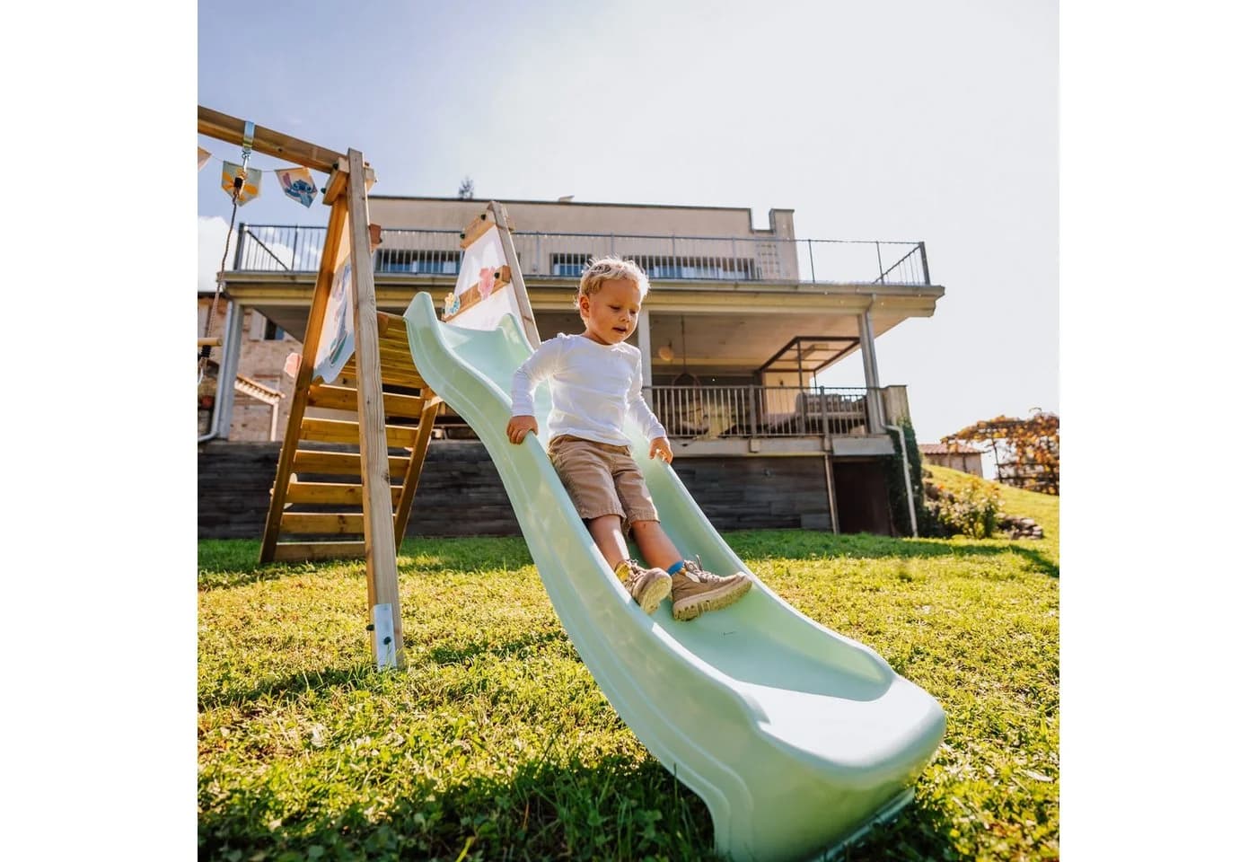 Wickey Doppelschaukel Smart Dash Gartenschaukel mit Rutsche, Ringen & Trapez für Kinder - Bild 4