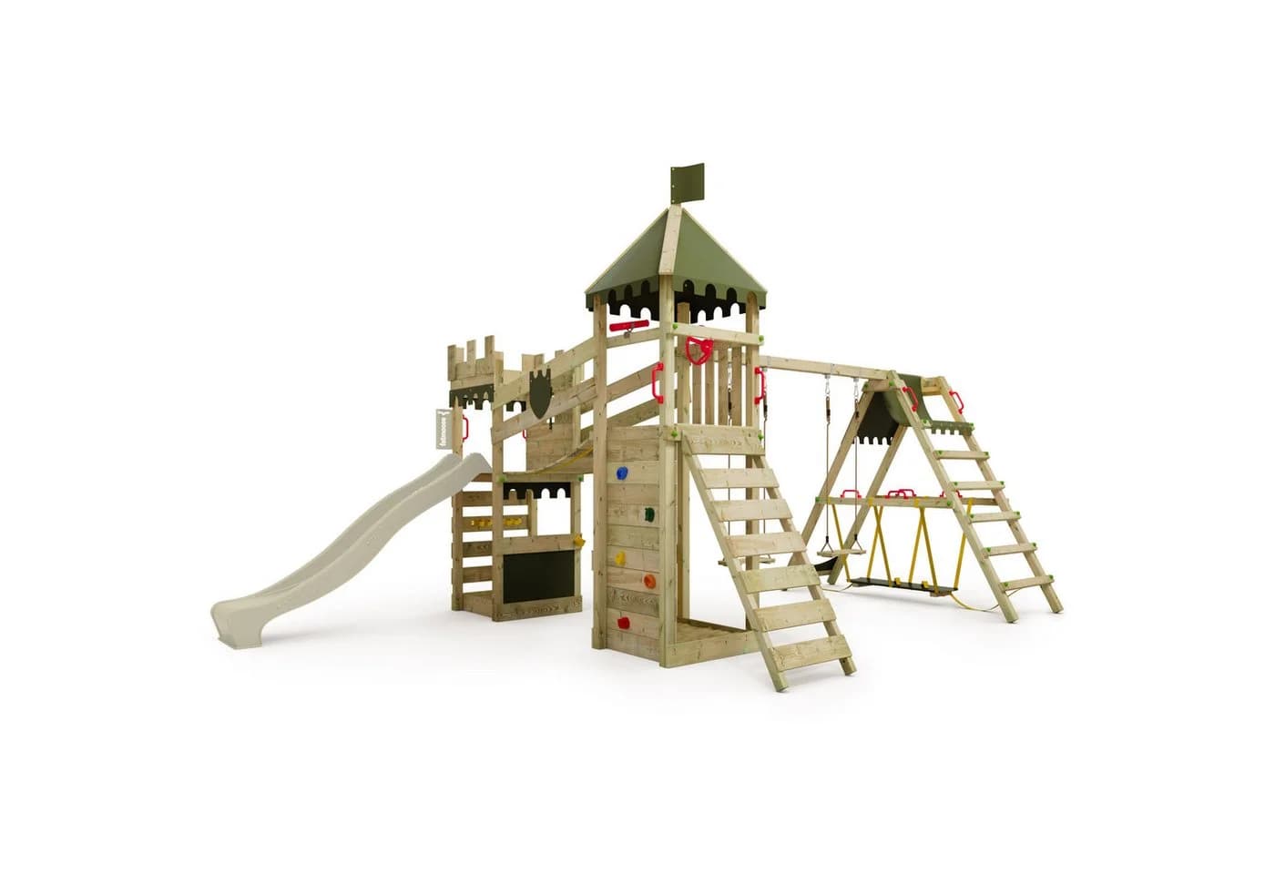 FATMOOSE Spielturm RiverRun Ritterburg Grün Wellenrutsche Sandkasten - Bild 2