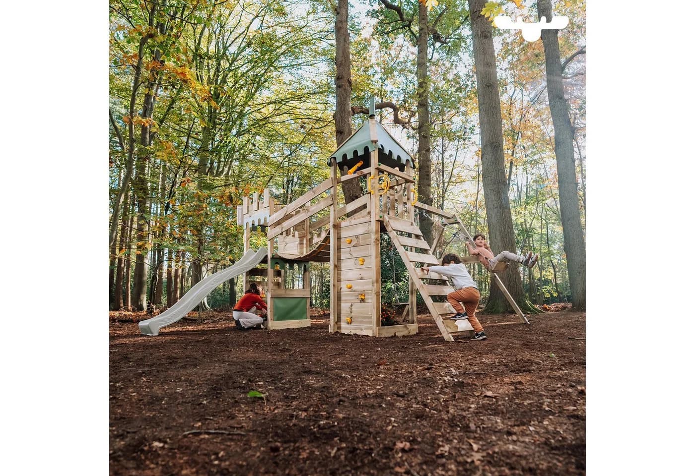 FATMOOSE Spielturm RiverRun Ritterburg Grün Wellenrutsche Sandkasten - Bild 5