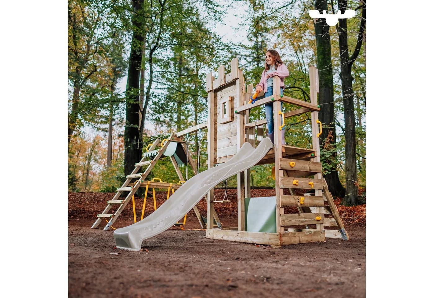 FATMOOSE Spielturm BoldBaron mit Schaukel, Rutsche & Kletterwand, Kletterturm aus Massivholz für Kinder - Bild 4