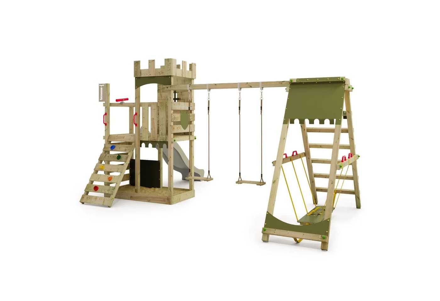FATMOOSE Spielturm Boldbaron XXL mit Rutsche und SurfSchaukel