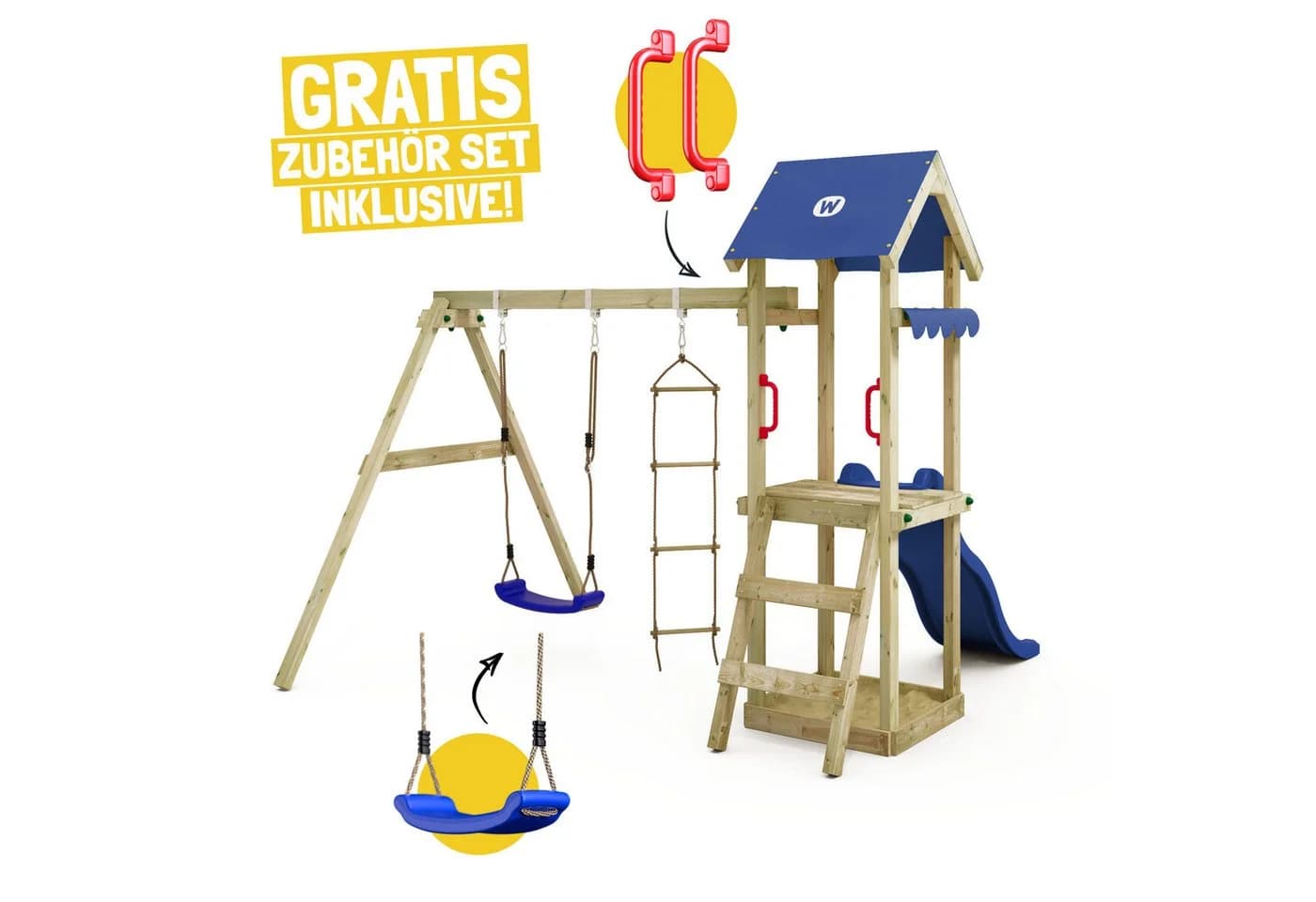 Wickey Spielturm TinyCabin Klettergerüst mit Schaukel & Rutsche Garten
