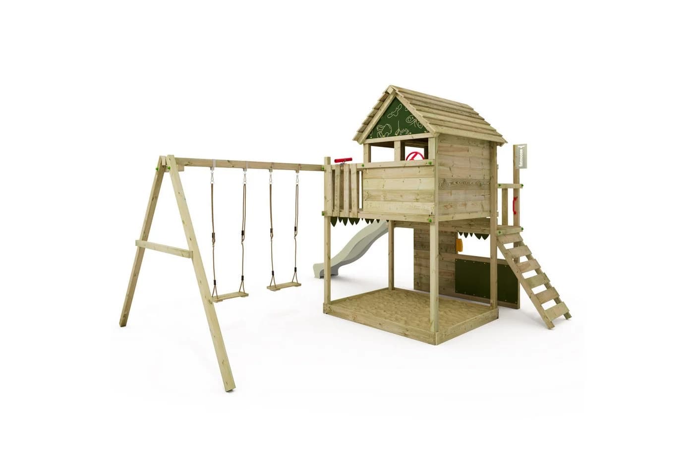 FATMOOSE Spielturm MightyMansion Move XXL Stelzenhaus Grün
