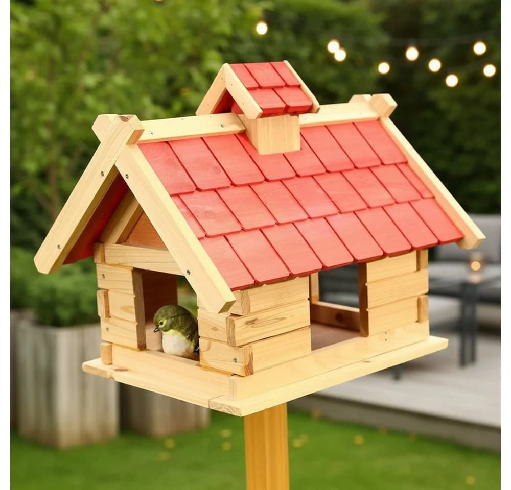 Feel2Home Vogelhaus XXL Holz Natur/Rot - Bild 2