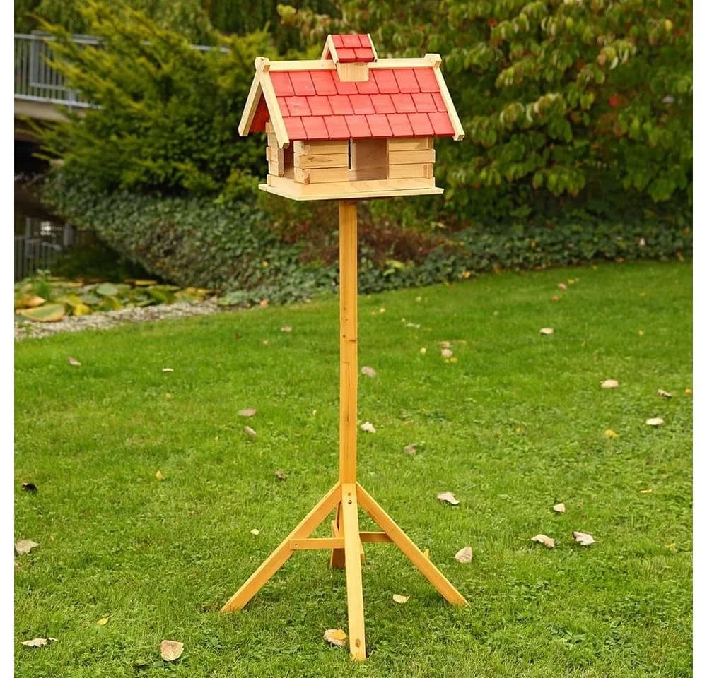 Feel2Home Vogelhaus XXL Holz Natur/Rot - Bild 5