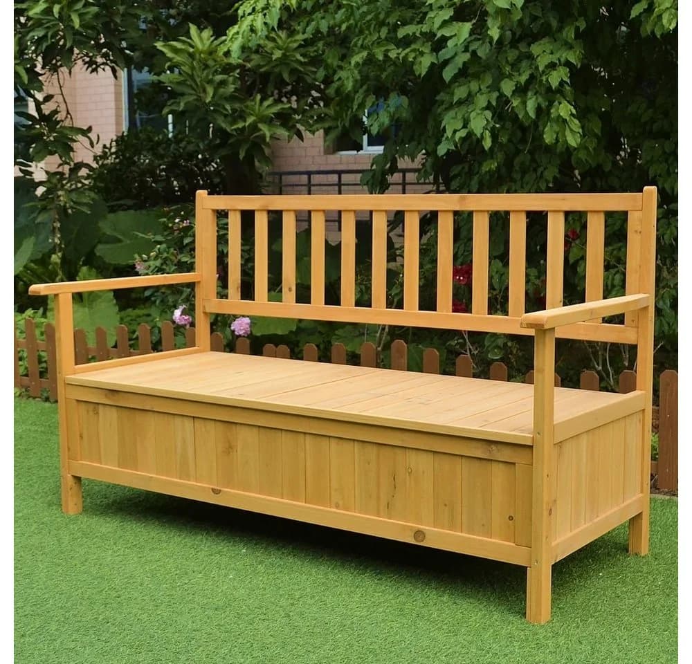Feel2Home Gartenbank Braun Holz Aufbewahrung Terrasse - Bild 3