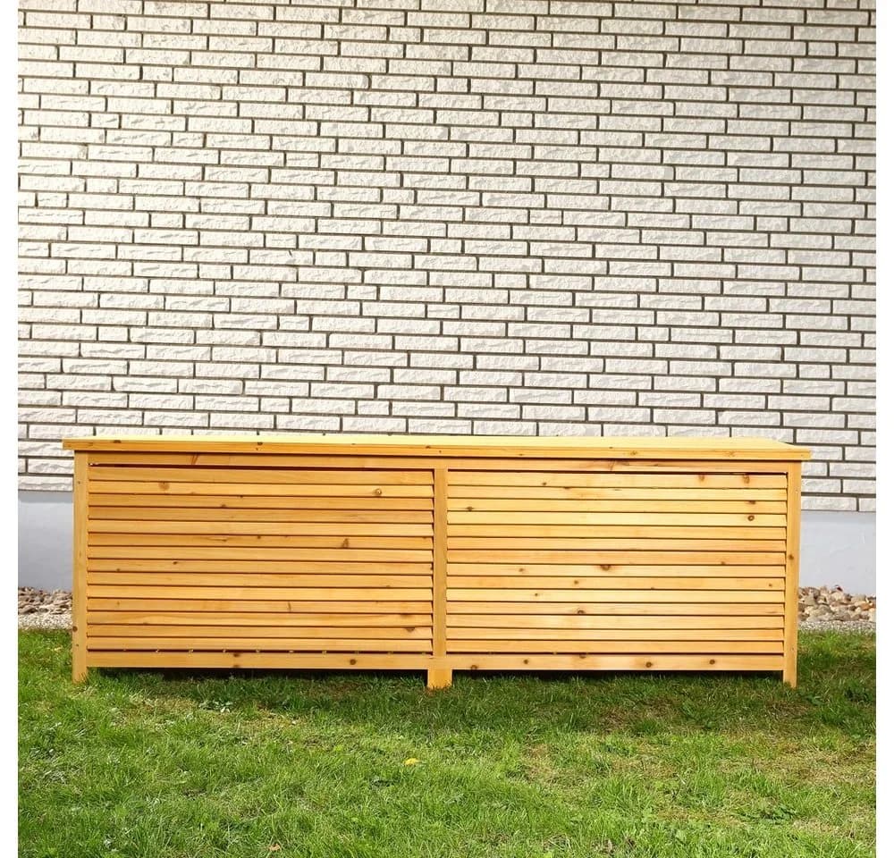 Feel2Home Auflagenbox XXL Gartentruhe Braun Holz