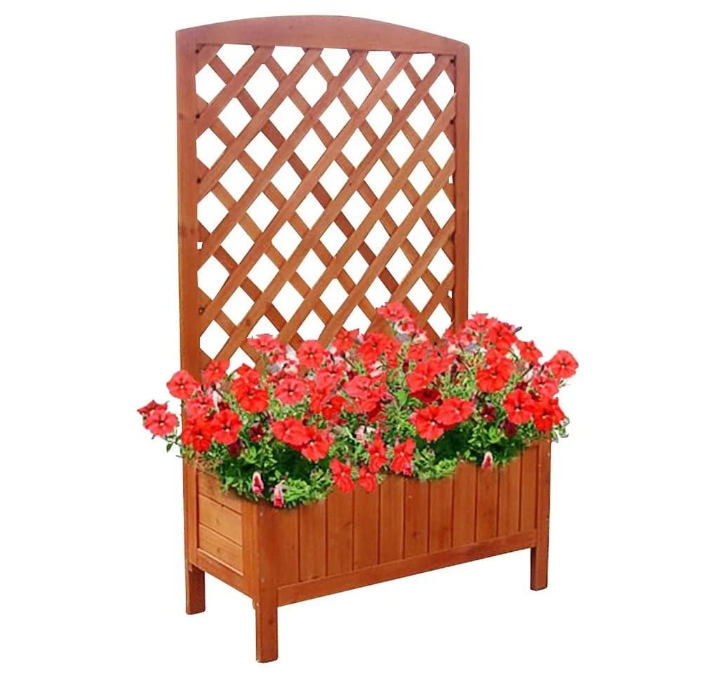 Feel2Home Blumenkasten Holz Grau mit Rankgitter - Bild 2