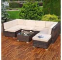 Feel2Home Gartenlounge Set Grau Polyrattan mit Kissen & Tisch Bild 1