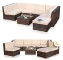 Feel2Home Gartenlounge Set Grau Polyrattan mit Kissen & Tisch Bild 2