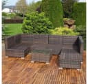 Feel2Home Gartenlounge Set Grau Polyrattan mit Kissen & Tisch Bild 4