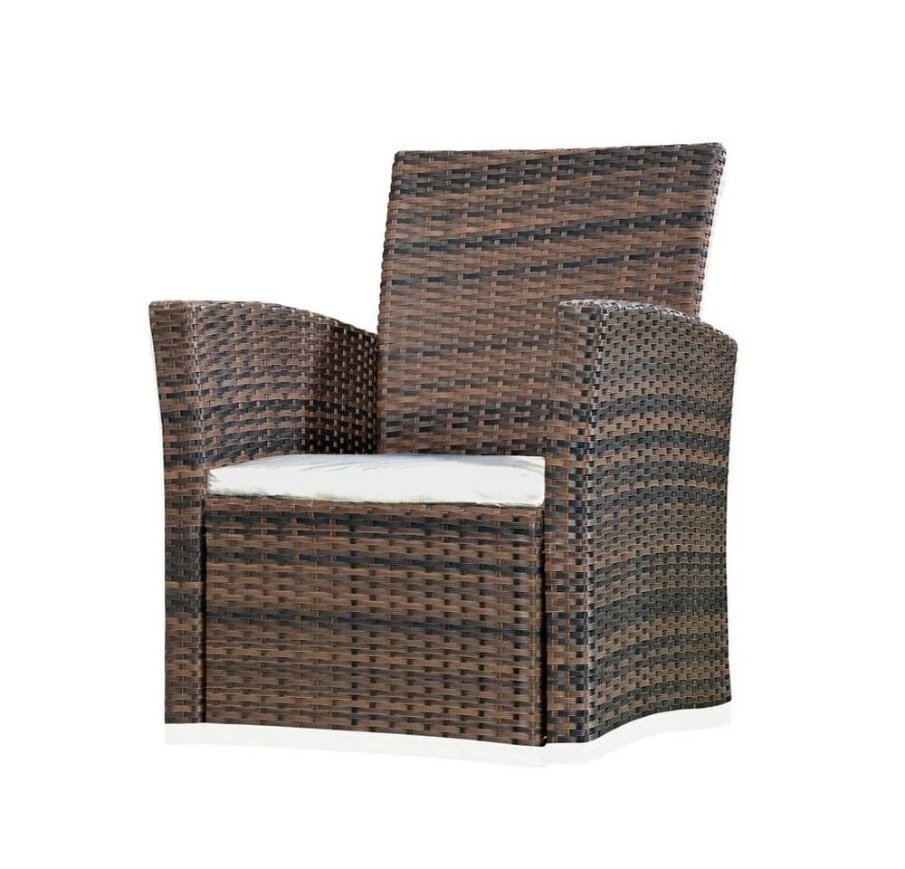 Feel2Home Gartensessel Poly Rattan Braun mit Kissen