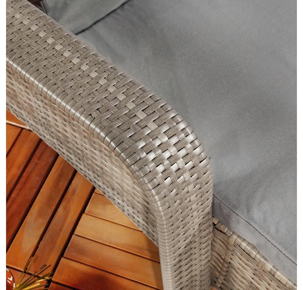 Feel2Home Gartenliege Polyrattan Grau mit verstellbarer Rückenlehne und Kissen - Bild 4