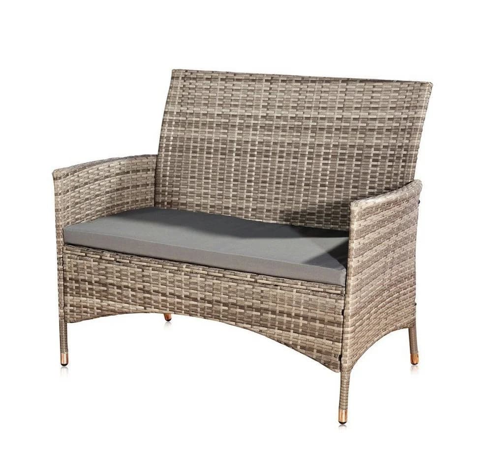Feel2Home Gartenbank Schwarz Polyrattan mit Kissen - Bild 2