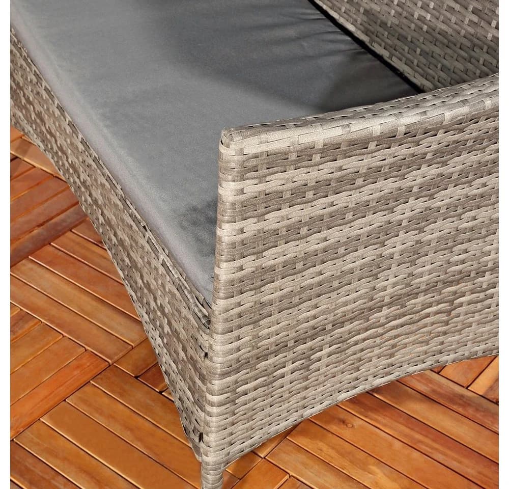 Feel2Home Gartenbank Schwarz Polyrattan mit Kissen - Bild 3
