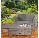 Feel2Home Garten-Essgruppe Gartensofa Fußbank Lounge Polyrattan Outdoor Garnitur 2-tlg. Grau Bild 3