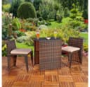 Feel2Home Garten-Essgruppe 3tlg. Schwarz/Beige Polyrattan mit Glasplatte Bild 3